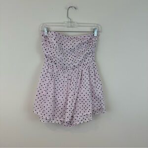Altar'd State Light Pink Polka Dot Strapless Romper Ruched Bodice Small